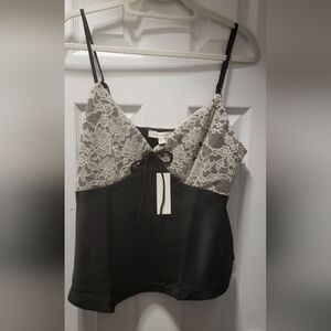 Francesca's Collections Black Chemise with Cream Lace